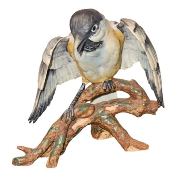 Vintage Antique Hachiro Goto Original Porcelain Chickadee Bird Figurine Japan 5" - Picture 1 of 10